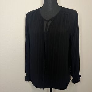 Knox Rose Women's Black Boho Tie Neck Blouse Top Size Small